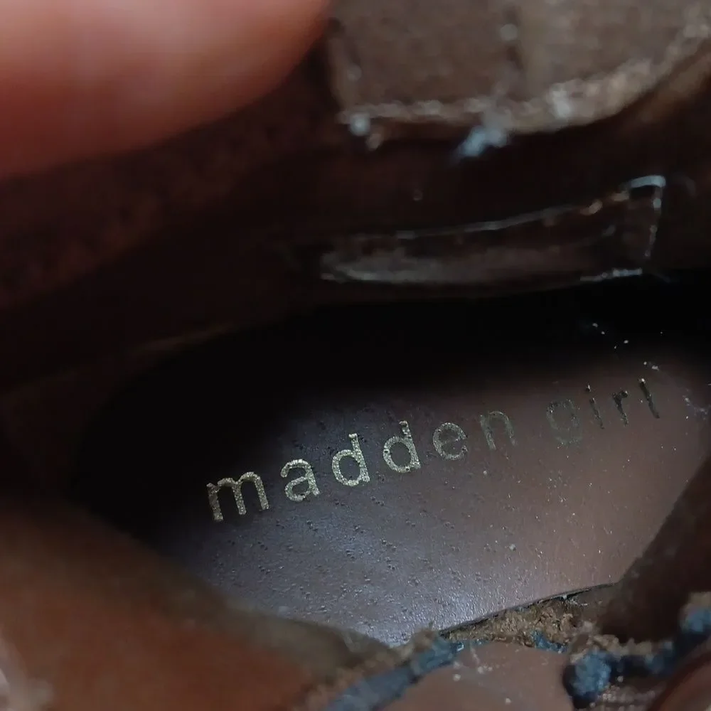 Madden Girl Mini Cowgirl Tan Suede Ankle Boots with Embroidery Size 6